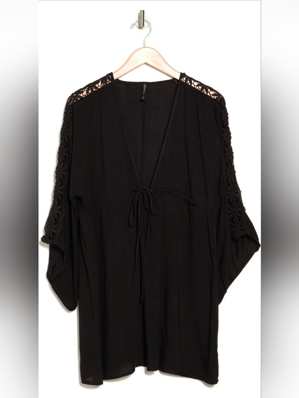 Boho Me Women's Black Lace Trim Cover Up Tunic Size S